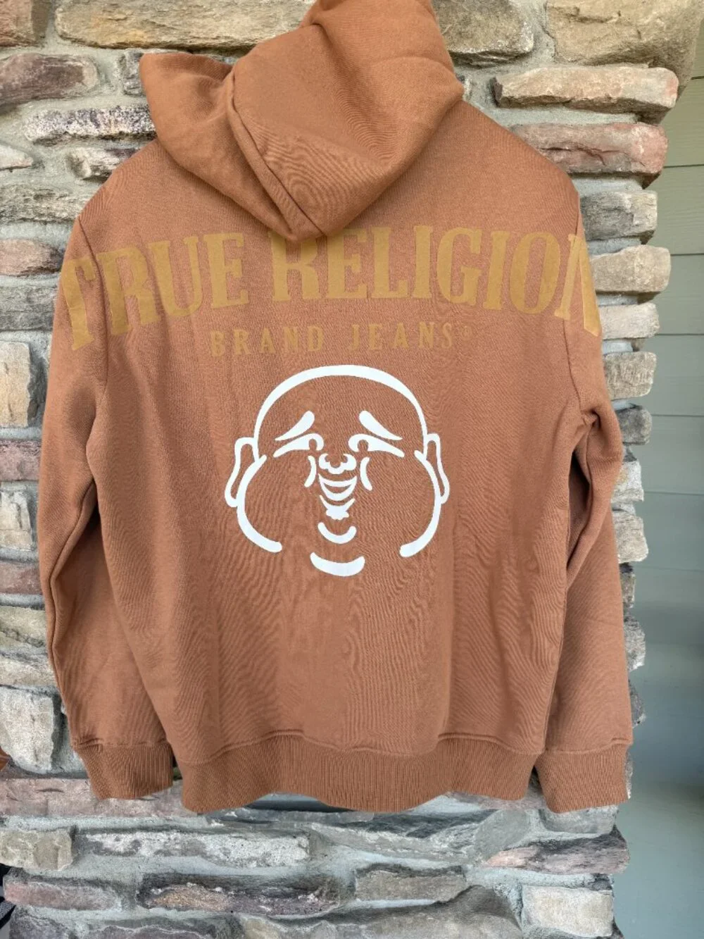 True Religion Buddha Zip Hoodie Men's Large Thrush Brown Thick Oversized NWT